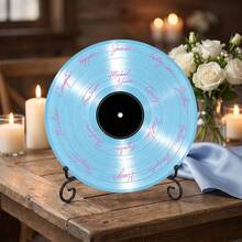 1pc Record Plaque, Blank Acrylic Vinyl Record Shape, DIY Signature Guest Sign Board With Metal Stand For Wedding, Party, Tabletop Party Decor - DIY Record Figurines - View 5