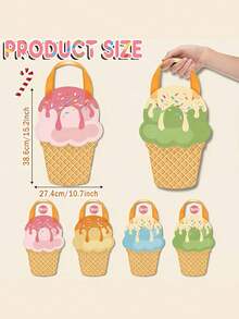 1/4pcs Ice Cream Tote Bags, Suitable For Birthday, Wedding, Pool Party, Picnic, Cute Cone Party Gift Bags For Candy, Snacks, Gifts, Summer Celebration, Wedding & Birthday Decoration - Multicolor - View 6