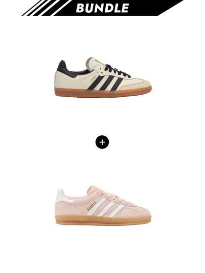 Adidas [Bundle]Samba OG Women's Cream White / Black / Sand Strata JI2062 + Hoops 3.0 Gazelle Indoor Women's Sandy Pink / Cloud White / Gum IH5484