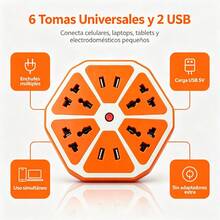 Regleta multifunción de diseño moderno, enchufes universales compatibles con diversas clavijas, protección contra sobrecargas, tamaño compacto que ahorra espacio, evita cables enredados en tu hogar - Tipo de Enchufe A USA (110-127V) - Ver 3
