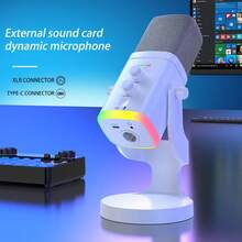 YAIUZGOO Professional RGB USB Microphone With Stand, Dynamic Desktop Gaming Microphone, LED Lighting, Noise Reduction, Mute Button, Adjustable Volume And Echo Control, Plug And Play Computer Microphone, Suitable For PC PS1+4 Laptop Phone Live Streaming Recording Podcast - View 5