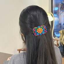 4pcs Diamond Art Painting Kit - DIY Mandala Flower Hair Clip Set, Special Shape Diamond Art Craft Kit, Colorful Floral Mosaic Handmade Crafts, Suitable For Festivals, Daily Wear And Parties - View 6