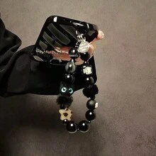 Niche Premium Black Cat Phone Lanyard Beaded Wrist Strap Pendant INS Short Wrist Chain Strap Hand Chain Pendant Decor Car Key Chain Beaded Bag - MultiWarna - View 4