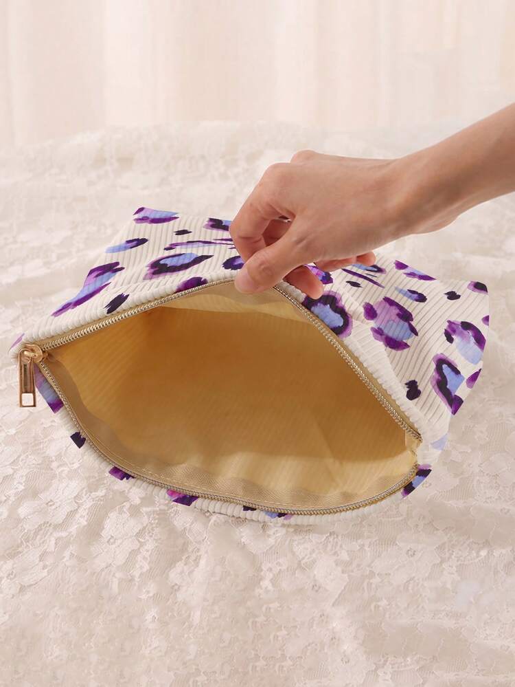 1 pieza Bolsa de almacenamiento de cosméticos portátil con estampado de animales, impresión de doble cara, bolsa de maquillaje con cremallera para viajes, organizador de artículos de tocador multifuncional - Multicolor - Añade 3