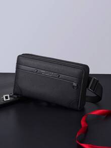 Men's Wear-Resistant Crossbody Waist Bag, Fashionable Minimalist Cashier Bag, Korean Style Solid Color Chest Bag - Multicolor - View 13