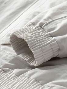 Blueprint Man 男士夾克 1 件裝，米色立領夾克，梭織面料輕盈光滑，舒適親膚抗起球，可調節高立領拉鍊按扣，可機洗，極簡風，通勤旅行、戶外出遊、日常街頭穿搭，男士上衣，老錢風 - 白色 - 查看 8