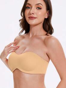 MELENECA Women's Strapless Bra For Large Bust Minimizer Unlined Bandeau With Underwire - Yellow - View 7