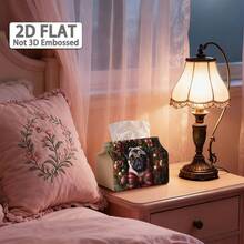 1pc 2D Flat Fabric Tissue Box Cover, Non-Embroidered Printed Christmas Wreath Pug Pattern With Pinecones, Colorful Balls, Stripes And Bows, Holiday Tissue Storage Sleeve, Fits Most Tissues, Sofa Bedside Cabinet Dining Room Home Decor - A - View 7