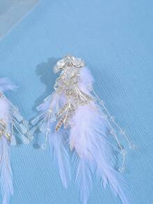 2 kẹp tóc cô dâu đính đá rhinestone pha lê sang trọng, phụ kiện tóc cho đám cưới/tiệc - trắng - Xem 6