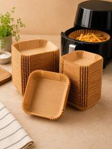 50/100/200 Square Disposable Non-Stick Air Fryer Parchment Liners Are Easy To Clean. Practical Kitchen Accessories Fit For Baking And Microwave Cooking, Available For Household, Hotel And Commercial Catering Use. - Multicolor - View 7