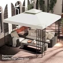 10' X 10' Gazebo Replacement Canopy Top, 2-Tier UV-Protective Cream White Cover For Garden, Patio Outdoor Use (Top Only) - Apricot - View 3
