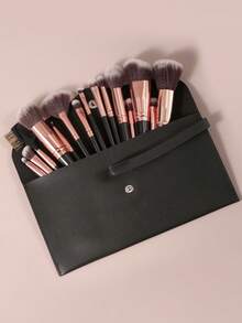 ronshadow 15pcs Makeup Brush Set With Storage Bag, Dual-Ended Multi-Function Brush + Powder Brush + Blush Brush + Eyeshadow Blending Brush + Detail Liner Brush, Full Face Makeup Tools - Multicolor - View 2