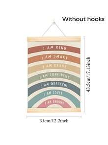 1pc Wooden Rainbow Scroll Wall Hanging, Inspirational Quote Wall Decor, Suitable For Children's Room And Nursery, Baby Supplies, Nursery Decor, Girls' Room Decor - Multicolor - View 3