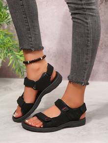 Women Cutout Slide Sandals, Minimalist Slip On Flat Mules, Casual Daily Summer Beach Slippers - Black - View 2