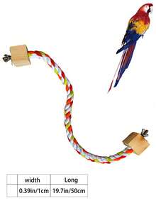 1pc Multi-Color Parrot Rope Climbing Perch, Soft Twisted Rope Bird Standing & Playing Accessory, Cage Training Toy, Suitable For Parrots And Small Birds, Easy To Clean, Expand Activity Space, Educational Pet Gift, Perfect For Easter, Spring Holidays, Birthday - Multicolor - View 10