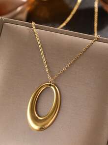Set Kalung Liontin Tetes Air Geometris Asimetris Minimalis 2 Buah, Cocok untuk Pesta Sehari-hari Wanita, Hadiah Perhiasan - Emas - View 3