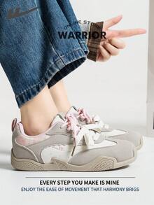 Warrior Women's Board ShoesSpring And SummerComfortable Modest Style Casual Yet Sleek Sneakers Applicable Throughout The Year Wear-Resisting All-Day Wear Training Sneakers Running Shoes - Beige/Gray/Pink - View 5