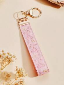 1pc New Fashion Polyester Fabric Keychain, Heat Transfer Printing Fabric Strap Keychain Bag Pendant - Multicolor - View 7