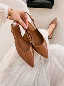 Slingback sapatilha feminina mule courino bico fino solado antiderrapante premium - Sling Caramelo - Visão 5