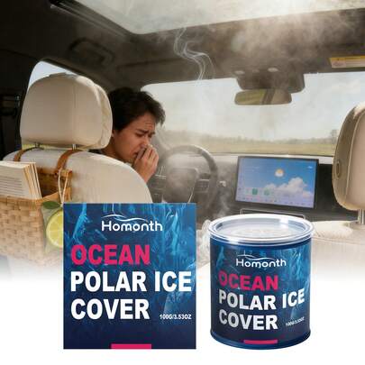 Homonth Ocean Polar Ice Solid Car Air Freshener 100g Long-Lasting Fragrance Car Odor Eliminator Canned Car Fragrance Diffuser Suitable For Vehicles, Home, Office, Closet, Desktop Portable Solid Fragrance Deodorizer (2 Packaging Styles Randomly Shipped)