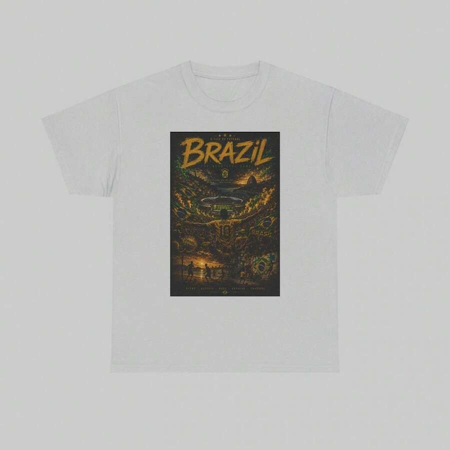 Camiseta de aficionado al fútbol de Brasil, camiseta con gráfico de fútbol, camiseta artística de Rio Futebol - Blanco - Ver 1