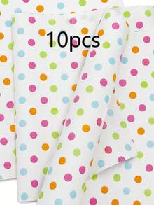 10/20/25/50 Sheets White Background Colorful Polka Dot Pattern Tissue Paper, Suitable For DIY Crafts, Party Gifts, Bouquet Wrapping, Clothing Packaging And Birthday Gift Decoration - White With Colorful Polka Dots - View 8