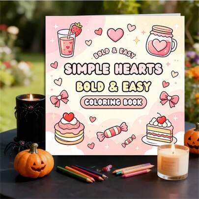Girls Coloring Book | 22 Pages Of Thick Line Cute Coloring Pages | Classroom Art Activity Learning Supplies | Cute Heart & Floral Stress Relief Coloring Book, Sweetheart Love Coloring Book, Thick Line Simple Coloring Book, Healing Cute Dessert & Heart Patterns