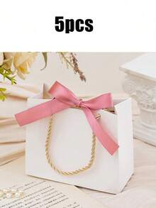 5pcs/Set Thank You Gift Bags With Handles And Bow Ribbon, 5.5 X 2.4 X 4.7 Inches, Suitable For Party, Birthday, Wedding, Bridal Shower Favors, Wedding Guest Gifts, Gift Boxes, Wedding Reception Decor, Valentine's Day Gift Boxes - Multiple Styles - View 11