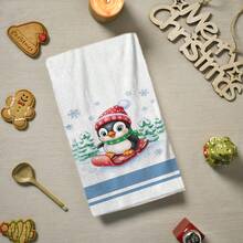 2/4/48pcs Christmas Series Ski Penguin Pattern Printed Kitchen Towels - Super Soft, Highly Absorbent Polyester Dish And Hand Towels, Perfect For Holiday Decor, Kitchen Decor, Party Decor - Multicolor - View 7