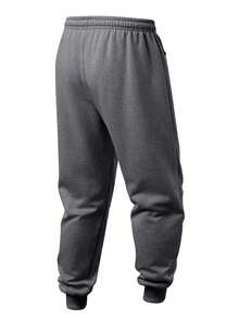 Men's Long Pants Winter Minimalist Solid Color Thermal Lined Joggers With Side Zipper Pockets Elastic Drawstring Waist Loose Fit Versatile Fitness Casual Sweatpants - Grey - View 3