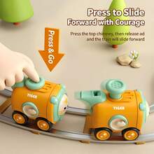 Children's Animal Press-And-Slide Toy Car, Face-Changing Whistle Glide Track Car, Inertia Mini Racing Car, Educational Interactive Toy For Boys And Girls, Halloween Birthday Party Gift, Exquisite Collectible Ornament - Multicolor - View 4