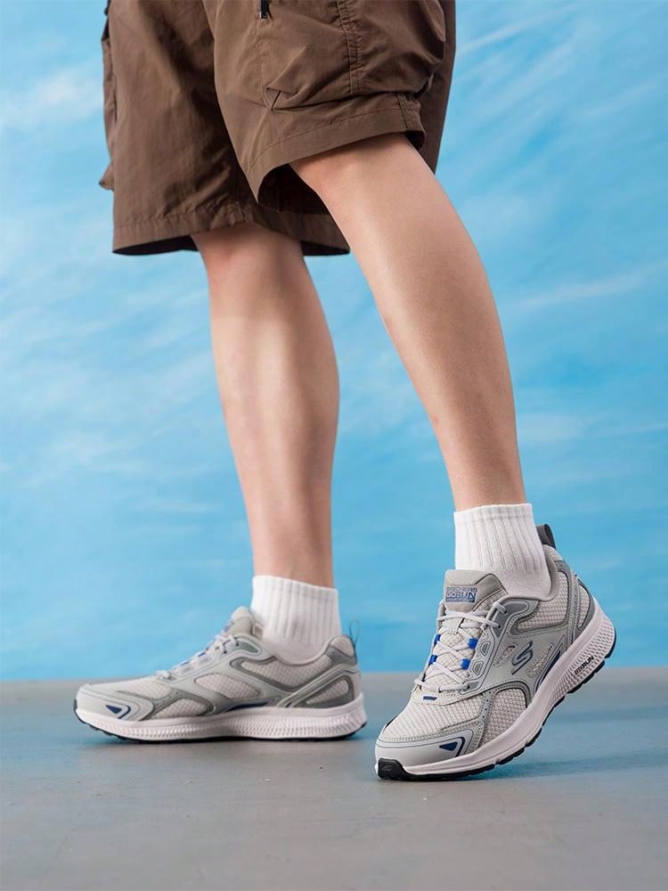 Skechers 男士跑步鞋 GO RUN CONSISTENT 舒適日常戶外運動跑步鞋 220034-GYBL - 灰色/藍色 - 查看 1