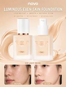 NOVO Foundation Cair Halus dan Lembut, Tekstur Krim Ultra Halus, Menutupi Kulit Kusam dan Kemerahan, Kilau Matte Alami, Meratakan Warna Kulit, Mengontrol Minyak, Tidak Mengoksidasi Sepanjang Hari, Riasan Wajah Sehari-hari - 01# Warna kulit cerah - View 1