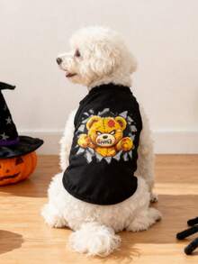 LUCKIE PAW قطعة واحدة سترة حيوان أليف بنمط الدب الغاضب، وقاية فيزيائية من البراغيث، تقليل تساقط الشعر، معزولة وقابلة للتنفس، مناسبة للكلاب والقطط الصغيرة والكبيرة، للاستخدام الداخلي والخارجي - الأسود - مشاهدة 4
