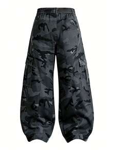 Men's Spring/Autumn Casual Fashion Straight Leg Outdoor Camouflage Cargo Pants - Dark Grey - View 3