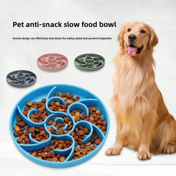 Silicone Pet Slow Food Bowl, Anti-Choking Pet Food Utensils, Non-Slip And Anti-Overturning Dog Bowl
