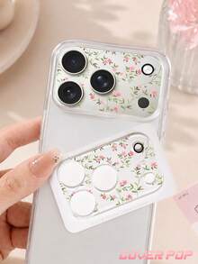 1 buah Pelindung Lensa Kamera Motif Ranting & Bunga, Kompatibel dengan Ponsel 17Pro/17 Pro Max/18Pro/18 Pro Max, Desain Cakupan Penuh, Definisi Tinggi & Transparan, Anti Gores & Anti Sidik Jari, Cocok untuk Casing Ponsel, Mudah Dipasang - Clear - View 4