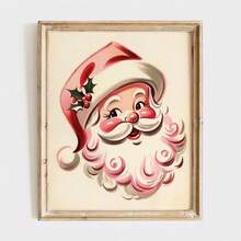 1pc 1950s Vintage Santa Claus Pattern, Printable Art Print, Vintage Christmas Decor, Retro Style Santa Claus Design, Home Decor Christmas Party Wall Decoration - Cartoon - View 8