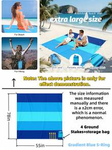 Portable Folding Beach Mat/Picnic Blanket/Outdoor Mat – Lightweight, Waterproof, Moisture-Proof And Sand-Proof, Suitable For Camping, Picnic, Travel And Beach, Includes Storage Bag - C - View 13