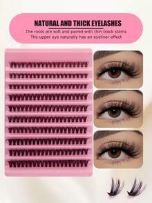 High-Rated 200 Clusters 30D Cat-Eye False Eyelashes, 10-16mm Mixed Length, D Curl. DIY Natural Fluffy Dense Effect, Cost-Effective Eyelashes. Beginner-Friendly, Reusable. Suitable For Daily, Party, Stage Performance Or Holiday Makeup - DD - View 3