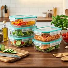 VAETTLO 5 Pack 35oz Glass Food Storage Containers With Lids, Fresh Container, Airtight Reusable Meal Prep Lunch Container Set,  For Oven, Microwave, Freezer, And Dishwasher - View 9