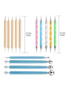 14Pcs Dotting & Indentation Tools Set Double Ended Stainless Steel For Clay Nail Art Rock Painting Artists Hobbyists - Multicolor - View 2