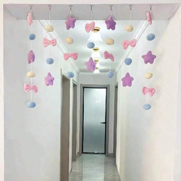 7/9 Set, Exquisite Pink Heart-Shaped Curtains, Hanging Curtains Suitable For Room Decoration, Curtains Used To Separate Rooms, Home Decoration, Suitable For Weddings, Christmas Parties And Various Gatherings.
