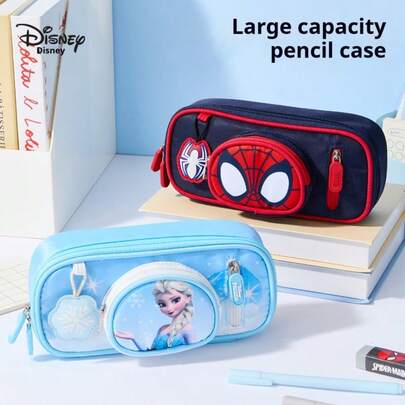 Disney Spider-Man Large Capacity Pencil Case, Multifunctional Stationery Storage Bag, Double Layer Pencil Pouch For Students, Back To School