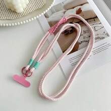 Lanière de téléphone tressée Dopamine, sangle bandoulière à blocs de couleurs avec double boucle, sangle de remplacement pour sac et appareil photo, sangle d'épaule anti-perte, chaîne de sangle anti-vol créative haut de gamme - Multicolore - Voir 7