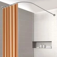 L-förmige Duschvorhang Schiene, 70-95x105-165cm Verstellbare Edelstahl Duschvorhang Winkelstange, Wandmontage Duschstange für Badewannen, Badewannen und Duschen - Silber - Übersicht 4