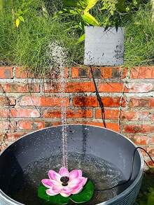 1pc Solar Powered Lotus Fountain Combination Design (No Light), Solar Fountain Bird Bath Pump, Garden Decor, Pond, Swimming Pool, Christmas Halloween Outdoor Decoration - Multicolor - View 7