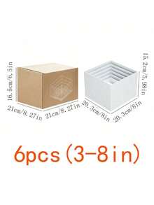3 Sets 6pcs Stackable Acrylic Dessert Display Stands, White Rectangular Dessert Boxes, Multiple Sizes, Suitable For Party, Buffet, Wedding Decor, Bridal Shower, Baby Shower, Birthday Party, Gathering Dessert Display, And Christmas And Holiday Party Decor. - White Square - View 11
