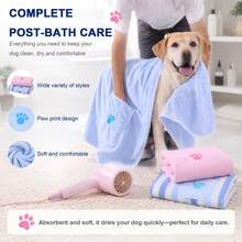 1pc Pet Pocket Absorbent Towel, Thickened Quick-Dry Bath Towel - High Absorbency, Soft Skin-Friendly, Pocket Design, Machine Washable, Hangable Storage - Suitable For Dog And Cat Bathing, Post-Rain Drying, Outdoor Water Play - Multicolor - View 10