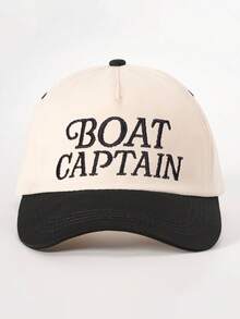 1件男士刺繡 BOAT CAPTAIN 配色棒球帽，個性化字母與鹿刺繡街頭時尚五片帽，戶外防曬休閒帽，適合春秋旅行、海灘度假 - 彩色 - 查看 3
